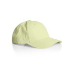 Light yellow baseball cap on a white background with a slight reflection below.