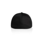 Back view of a plain black baseball cap on a white background.