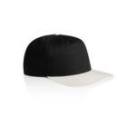 Black baseball cap with a white brim, shown on a white background.
