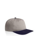 Gray baseball cap with a dark blue brim, shown on a white background.
