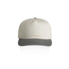 Beige baseball cap with a dark green brim, displayed on a white background.
