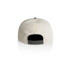 Back view of a beige baseball cap with a black adjustable snapback closure.