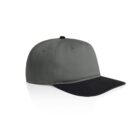 Gray baseball cap with a black brim, shown on a white background.