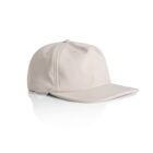 Beige baseball cap on a white background with slight reflection underneath.