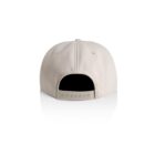 Beige baseball cap viewed from the back, showing an adjustable strap and white background.