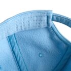 Inside view of a light blue cap showing stitching and fabric texture.