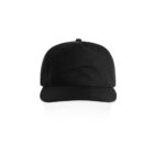 Plain black baseball cap on a white background, shown from the front.