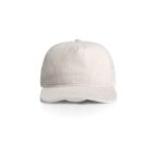 A plain light beige trucker hat displayed on a white background.