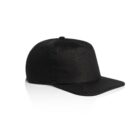 A plain black baseball cap with a flat brim on a white background.