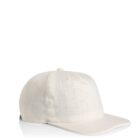Off-white linen baseball cap with a curved brim on a white background.