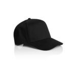 Black baseball cap on a white background with a slight shadow underneath.