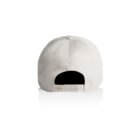 Back view of a white baseball cap with an adjustable snapback closure.