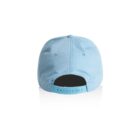 Back view of a light blue baseball cap with an adjustable snapback closure.