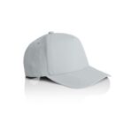 Light gray baseball cap with curved brim on a white background, reflected below.