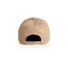 Beige baseball cap viewed from the back with an adjustable snap closure.