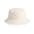 Beige bucket hat with a wide brim, displayed on a white background.