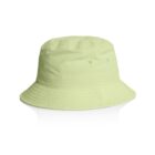 Light green bucket hat with a wide brim, displayed on a white background.