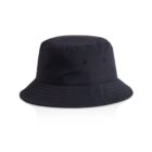 Black bucket hat with a wide brim, shown on a white background.