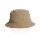 Tan bucket hat with a wide brim, shown on a white background.