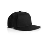 A plain black baseball cap with a flat brim on a white background.