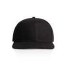 Black baseball cap displayed against a white background, shown from the front.