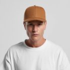 Man in a brown cap and white t-shirt against a plain light background.