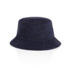 Navy blue bucket hat on a white background.