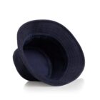 Navy blue bucket hat shown from above with the inside visible against a white background.