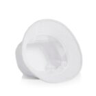 A white baseball cap shown from the inside, with the visor facing forward.