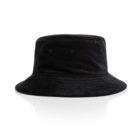 Black corduroy bucket hat on a white background.