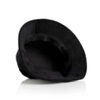 Black corduroy bucket hat shown from the inside on a white background.