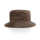 Brown corduroy bucket hat with a wide brim, shown on a white background.