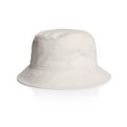 A plain white bucket hat on a white background.