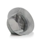 Gray bucket hat turned inside out, showing the inner stitching and structure.