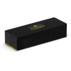 Black Cross pen gift box with yellow accents and brand logo on the lid.