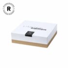 White rectangular box with Limited edition text and a brown base, plus a registered packaging logo.