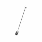 A long, twisted metal bar spoon with a flat disc on one end and a spoon on the other.