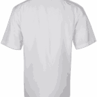 Back view of a plain white short-sleeve button-up shirt.