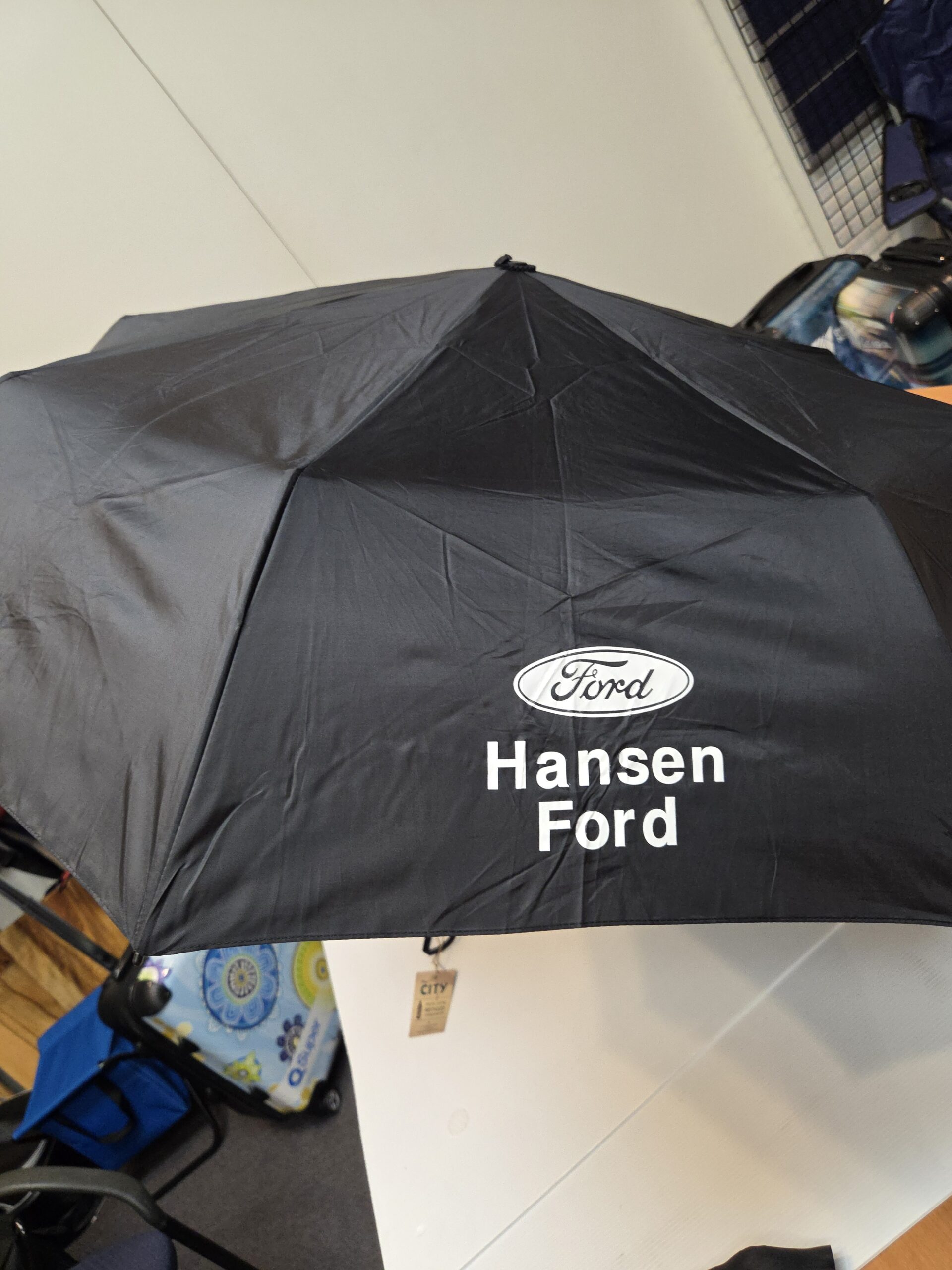Close up view of the black umbrella 