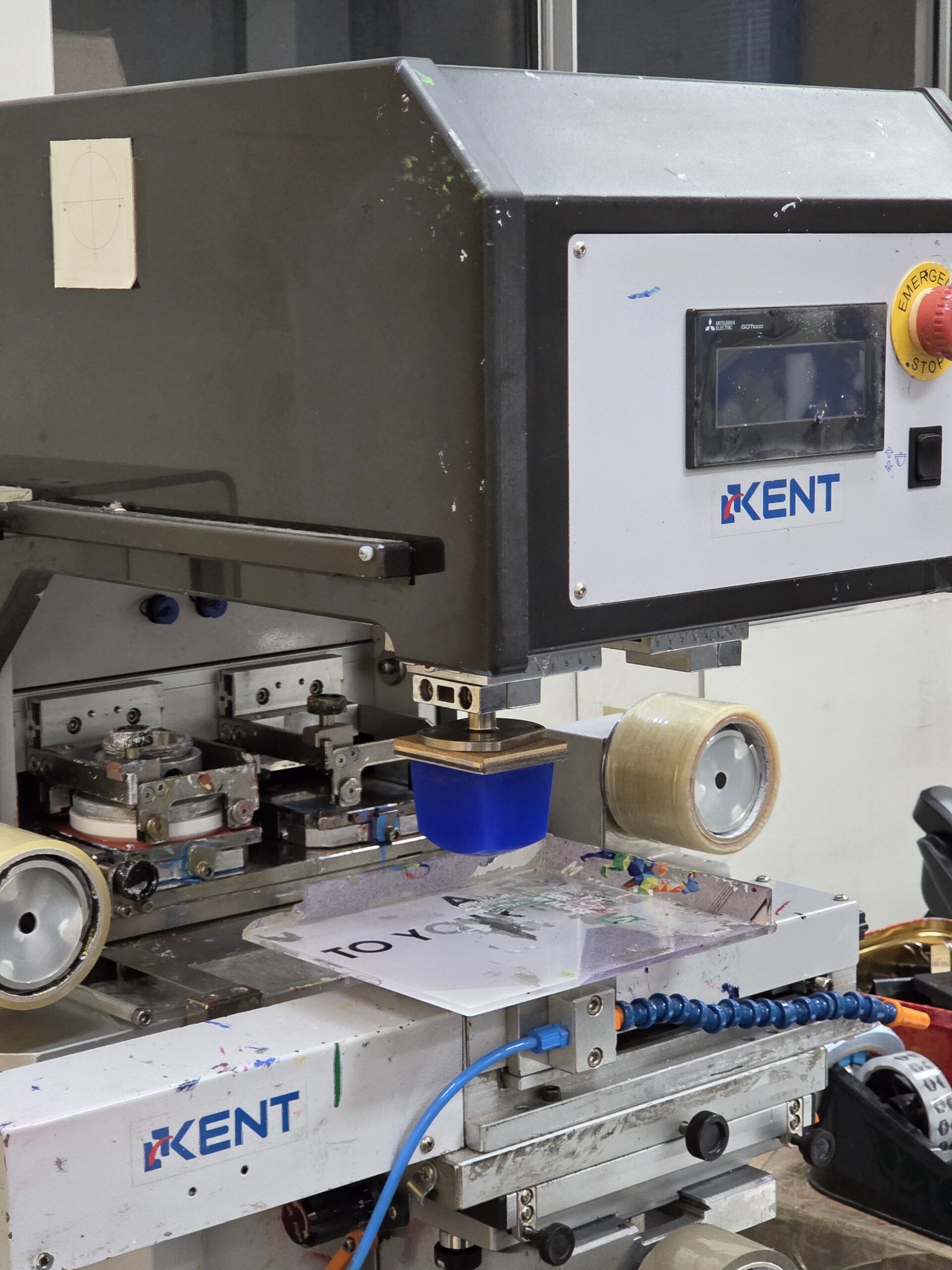 close up view of pad printing machine
