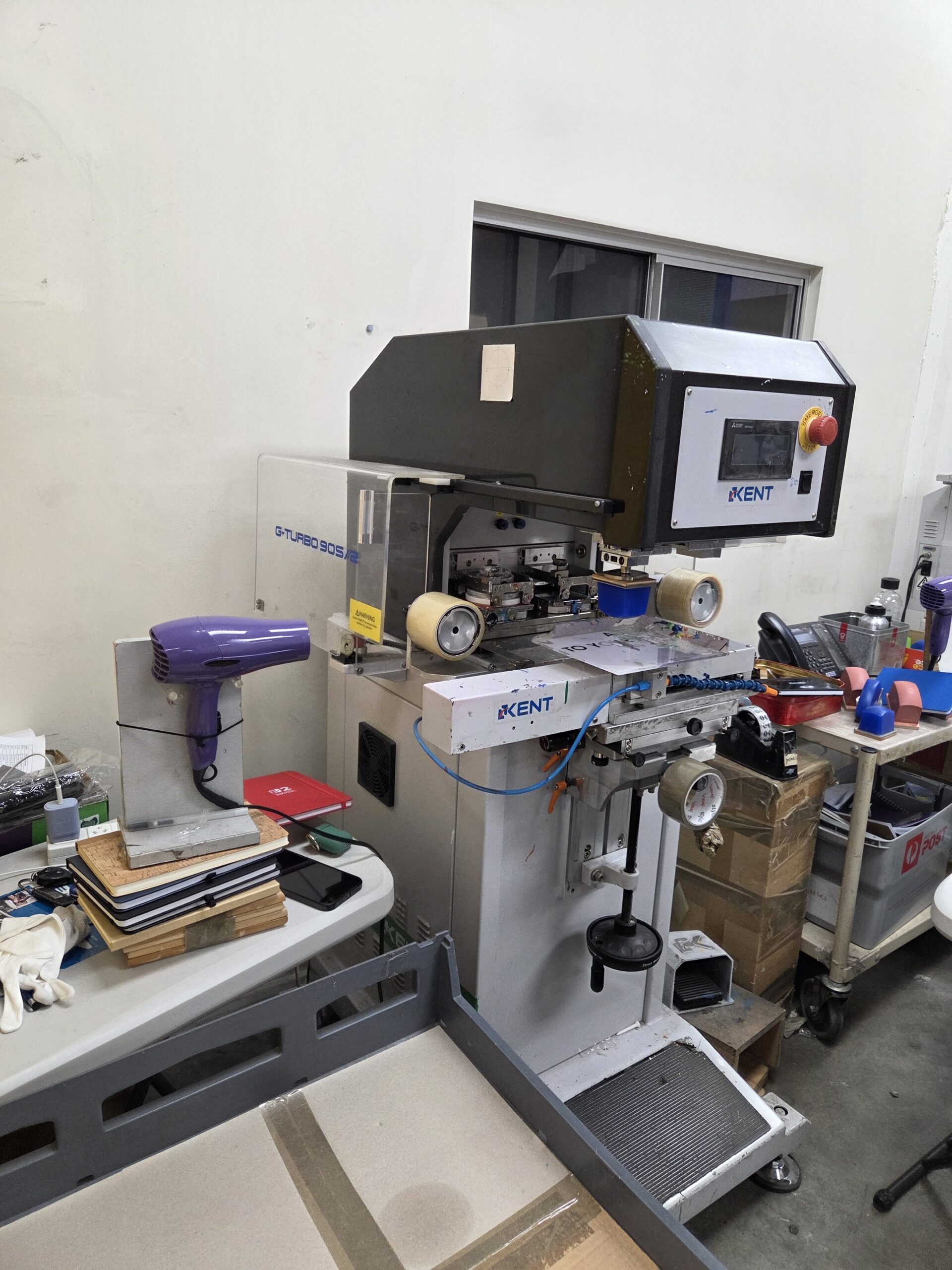 close up view of pad printing machine