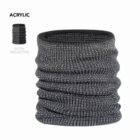 Black and gray reflective knit neck gaiter made of acrylic, displayed upright.