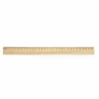 A wooden ruler measuring 30 centimeters with black markings and numbers.
