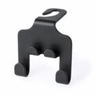 Black plastic hanger hook with three prongs and a hook for hanging.