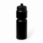 A black plastic sports water bottle with a screw-on lid and a pull-up spout.