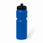 Blue plastic water bottle with a black lid and spout, shown on a white background.