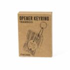 Brown box labeled Opener Keyring Bamboo with a drawing of the keyring on the front.