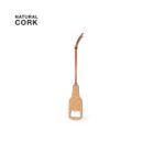 Cork bottle opener keychain with a leather strap, labeled NATURAL CORK on white background.