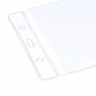 Clear plastic badge holder with three holes for attaching a lanyard, shown on a white background.