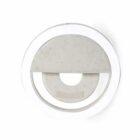 Round modern wall lamp with minimalist white and gray geometric design on a white background.